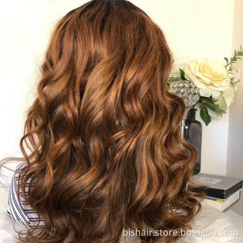 Wholesale 4x4 Lace Front Human Hair Wig Ombre Brown 1B/30 Lace Front Wig For Women Body Wavy Brazilian Remy Wig Pre Plucked